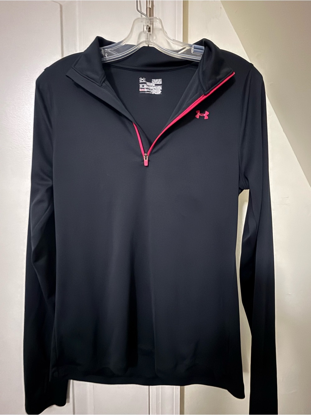 Under Armour Black Long-Sleeve Quarter-Zip with Pink Accents